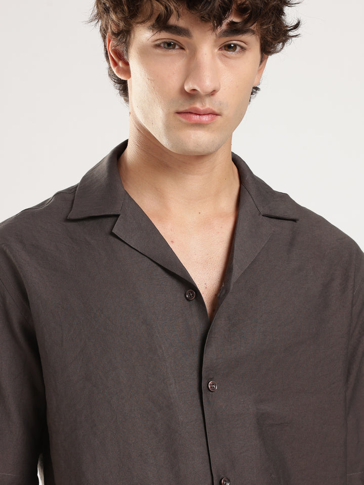 Dark Grey Solid Boxy Fit Boxy Shirt