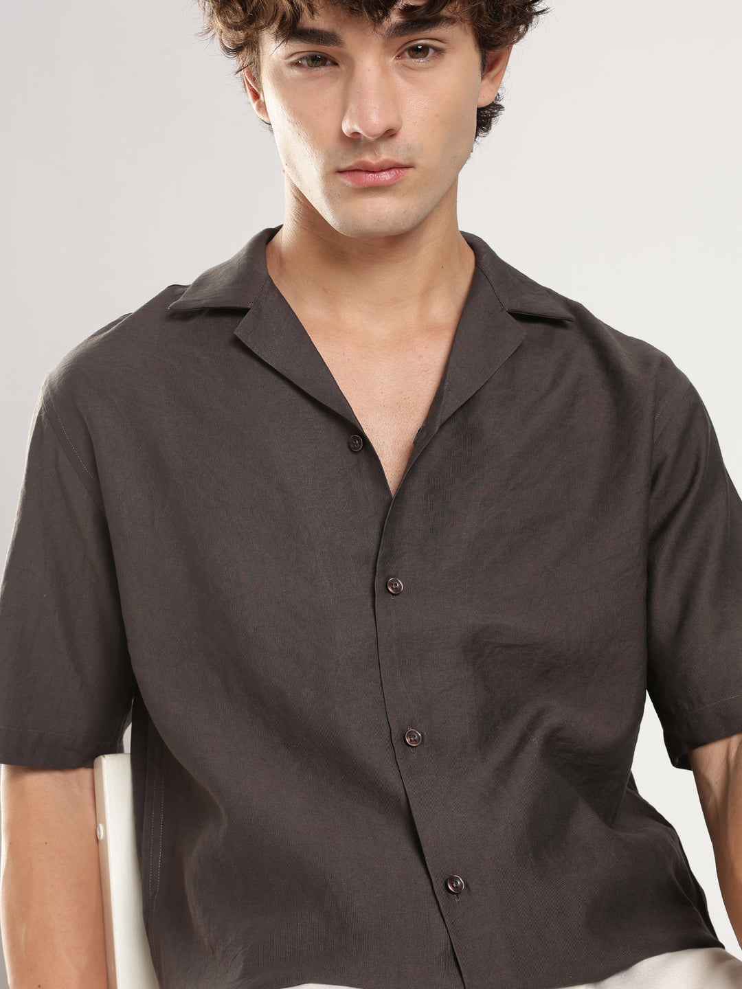 Dark Grey Solid Boxy Fit Boxy Shirt