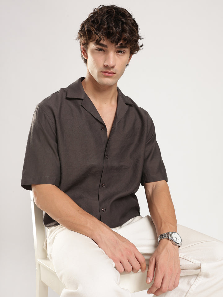 Dark Grey Solid Boxy Fit Boxy Shirt