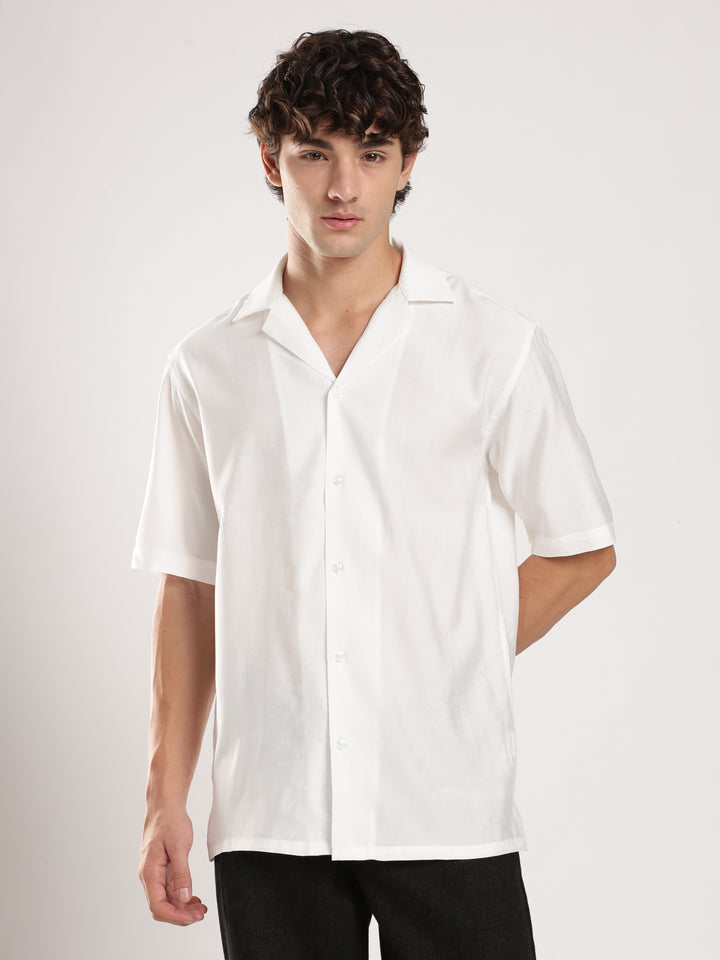 White Solid Boxy Fit Boxy Shirt