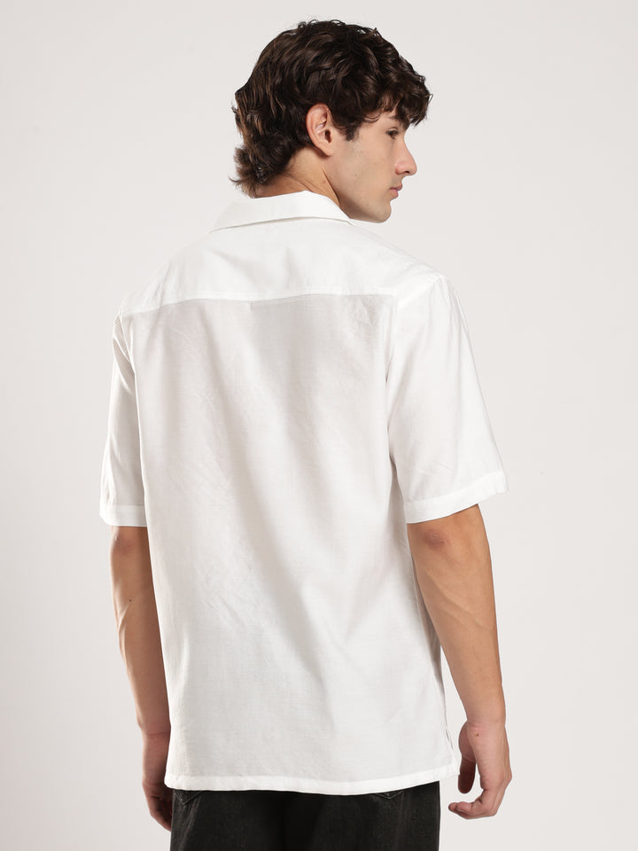 White Solid Boxy Fit Boxy Shirt