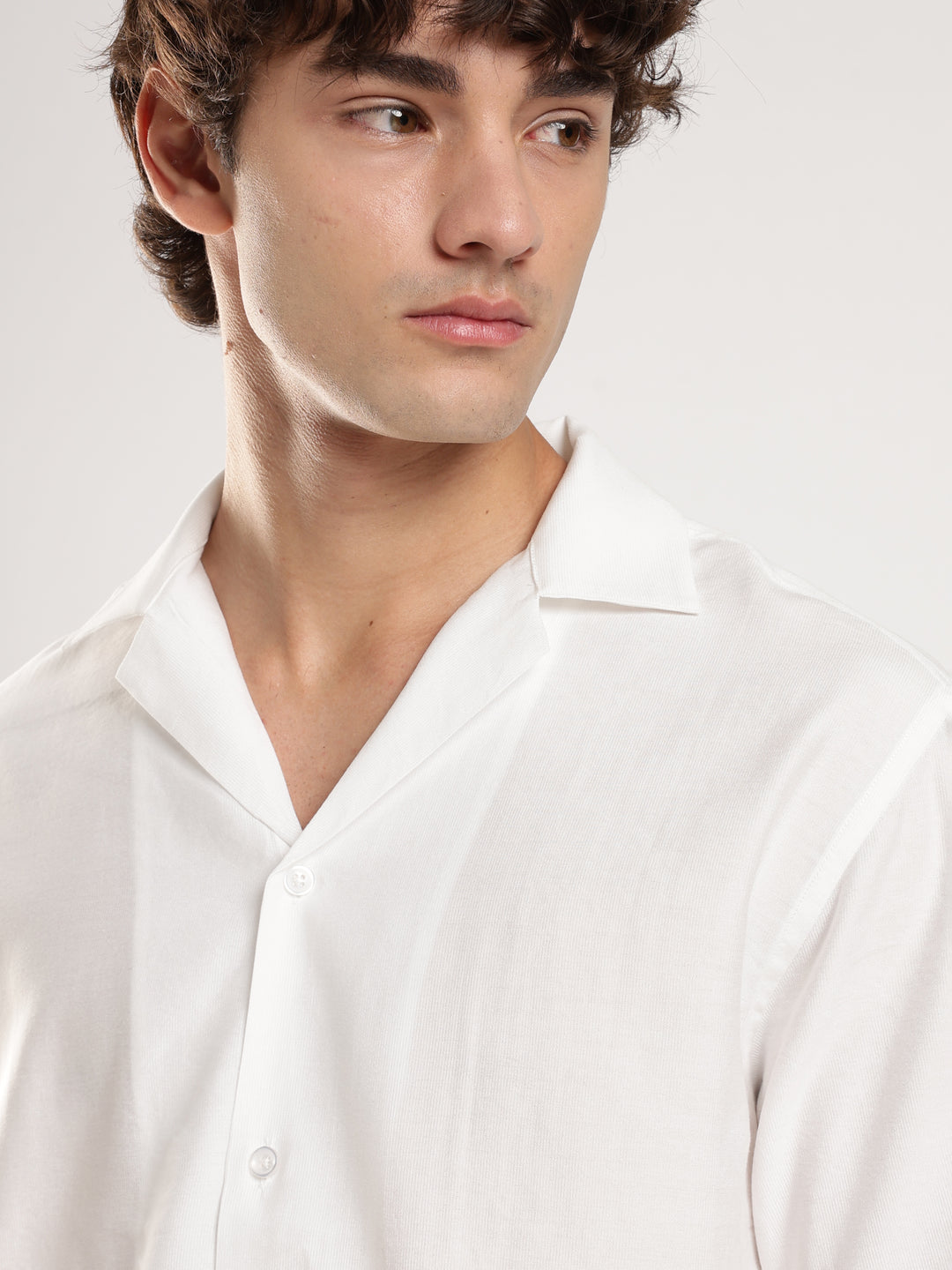 White Solid Boxy Fit Boxy Shirt