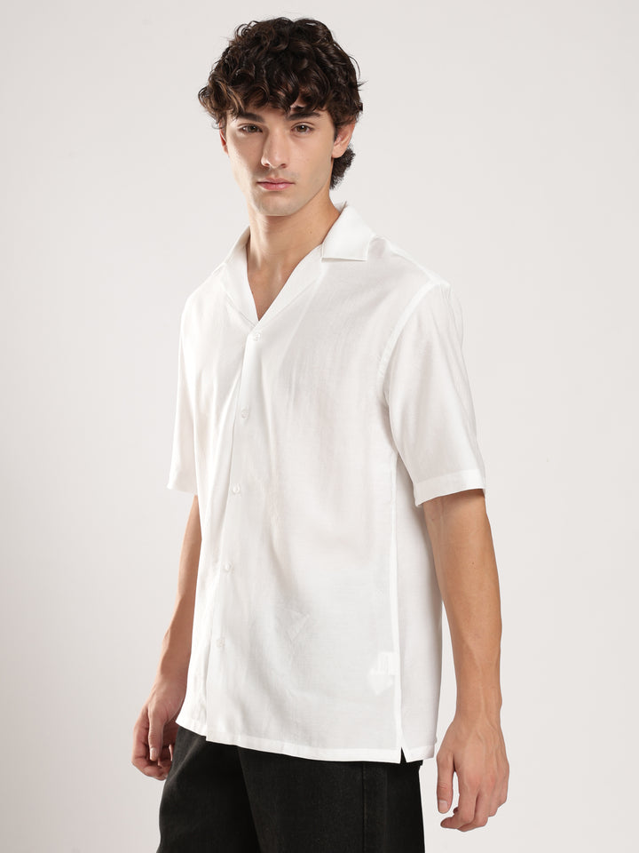 White Solid Boxy Fit Boxy Shirt