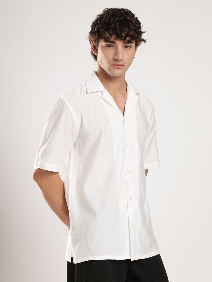 White Solid Boxy Fit Boxy Shirt