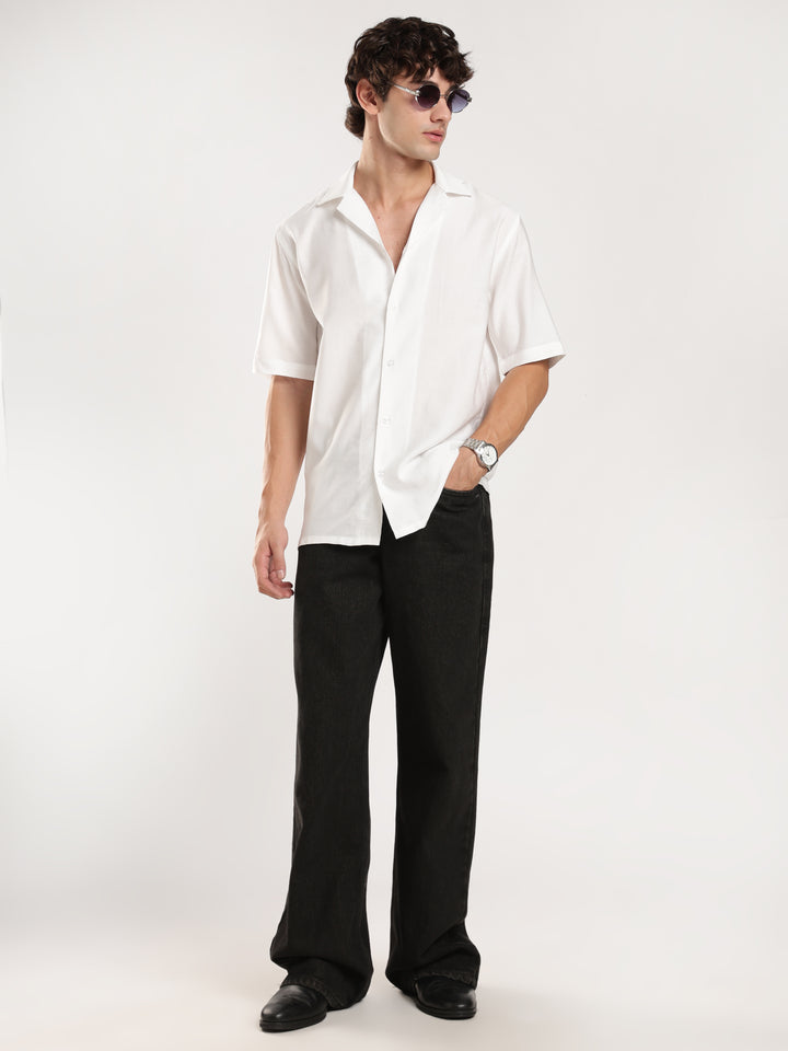 White Solid Boxy Fit Boxy Shirt