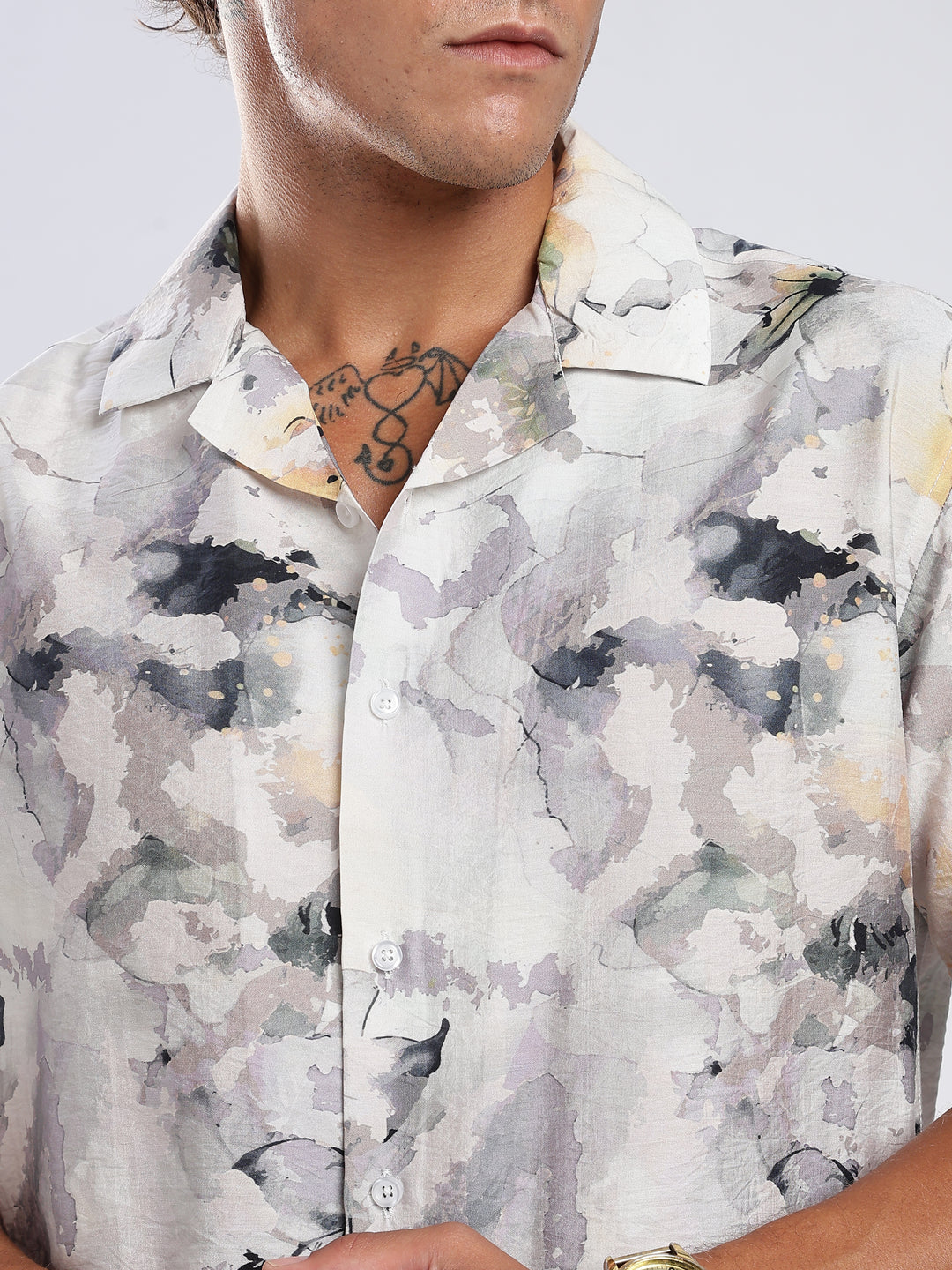 White Printed  Boxy Fit Casual Shirt