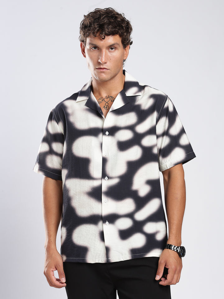 Black Printed Boxy Fit Casual Shirt