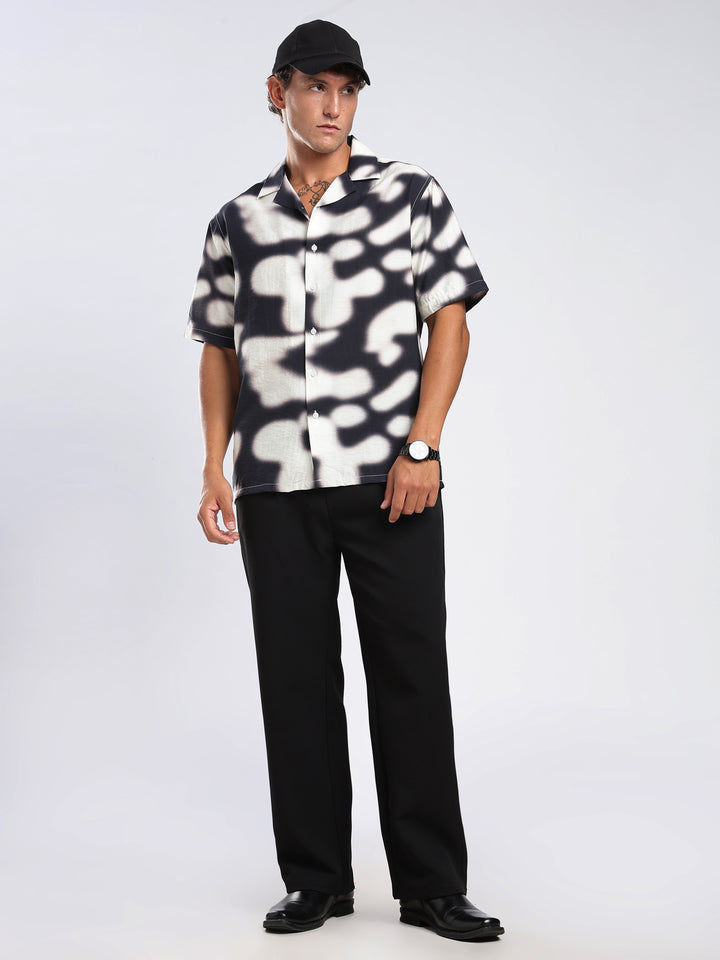Black Printed Boxy Fit Casual Shirt