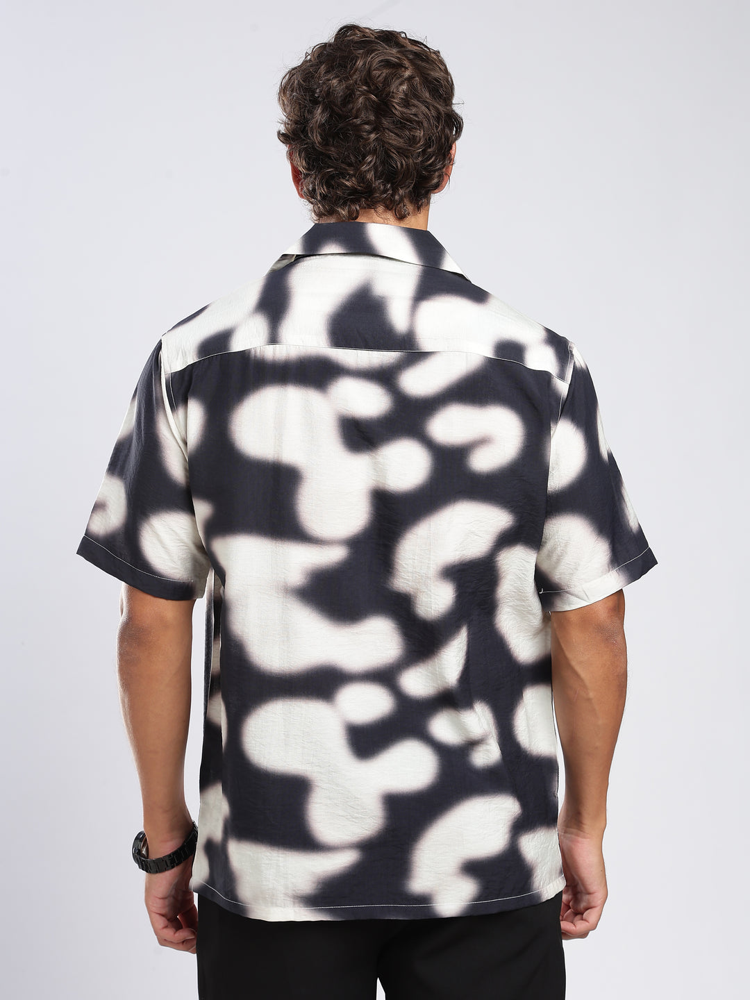 Black Printed Boxy Fit Casual Shirt