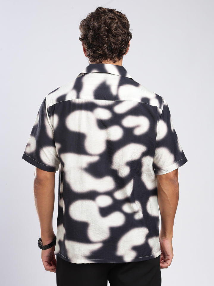 Black Printed Boxy Fit Casual Shirt
