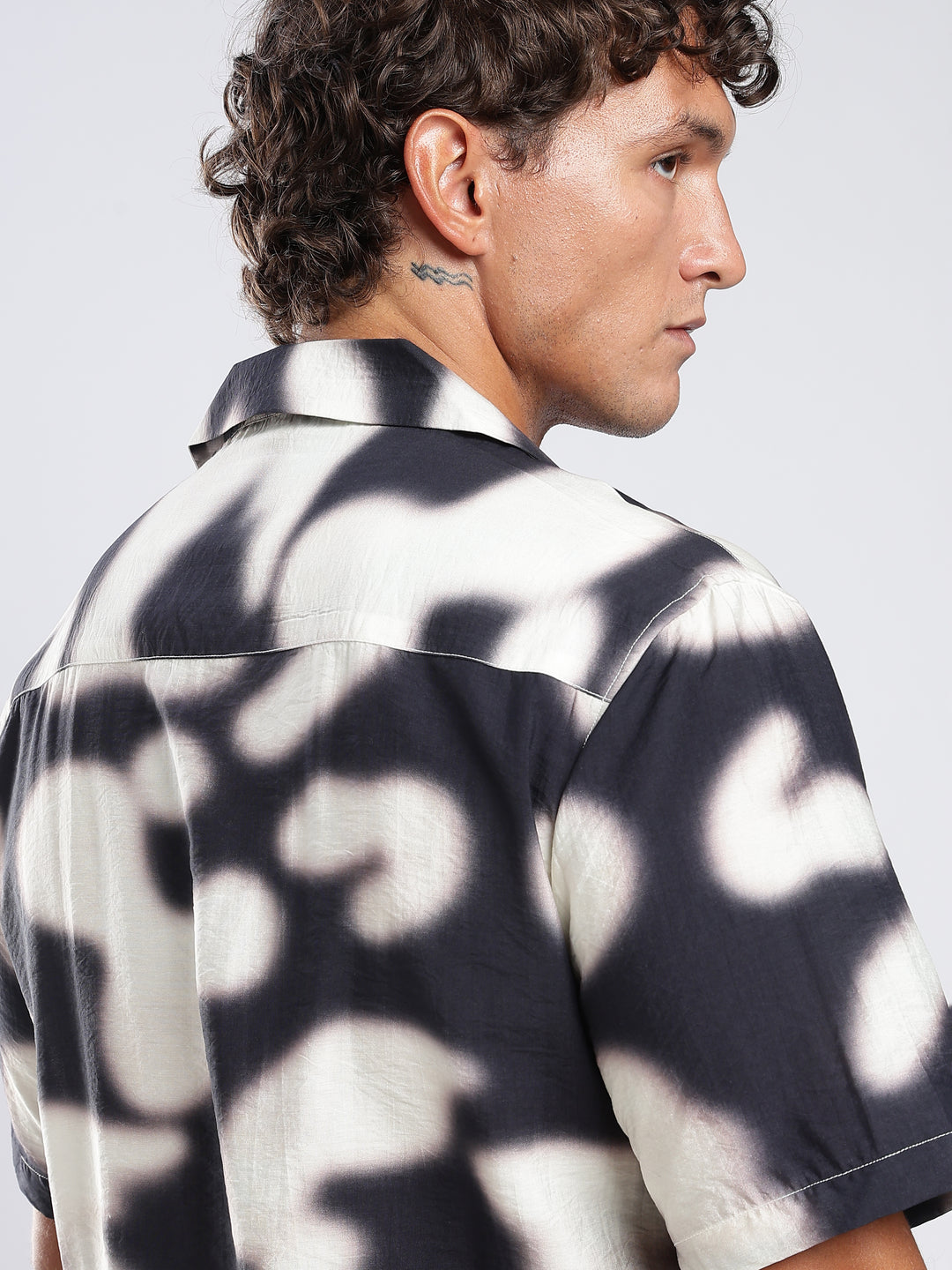 Black Printed Boxy Fit Casual Shirt