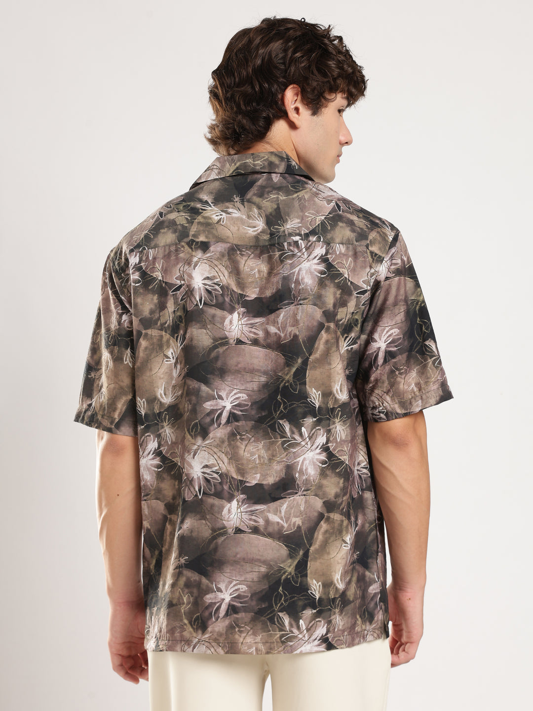 Brown Printed Boxy Fit Casual Shirt