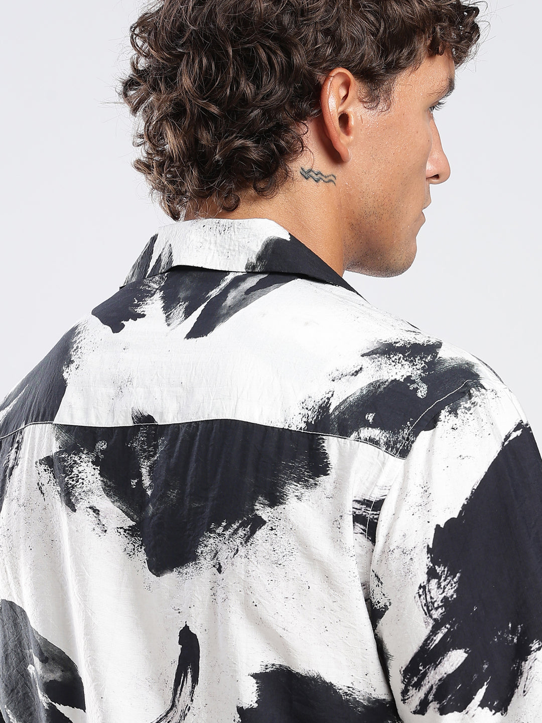 White Printed Boxy Fit  Shirt