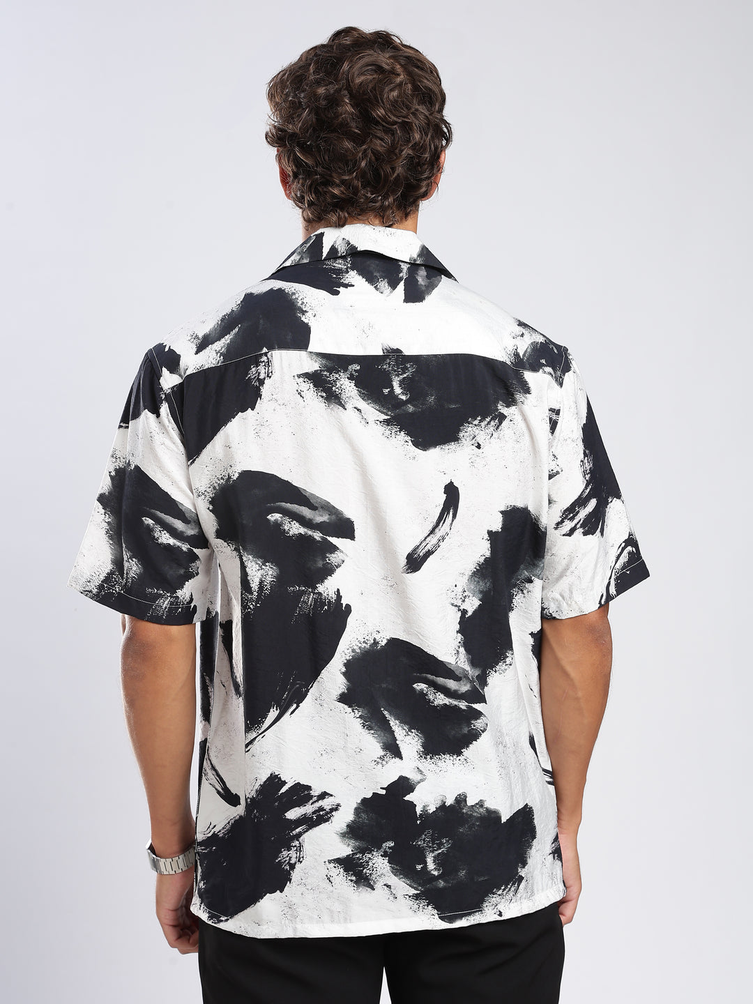 White Printed Boxy Fit  Shirt