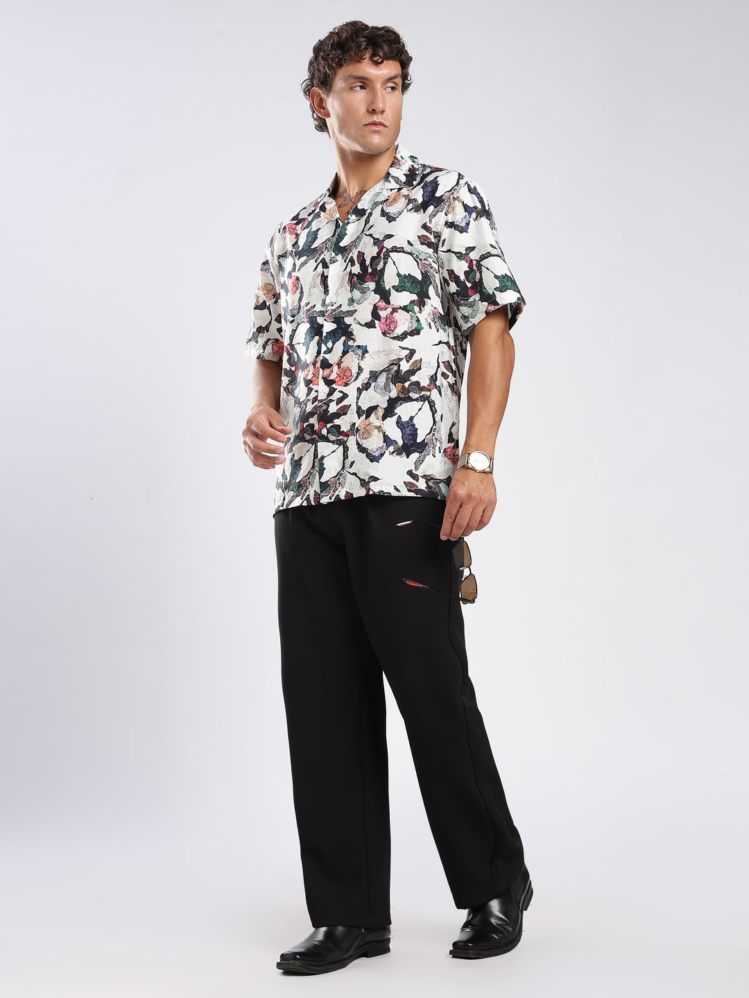 Offwhite Printed Boxy Fit Casual Shirt