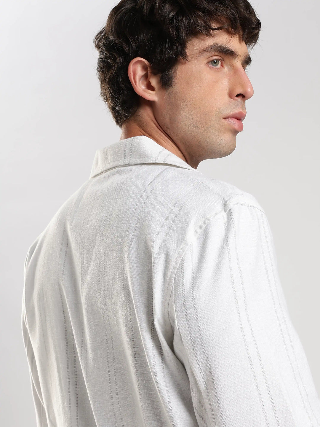 White Stripe Regular Fit Shacket