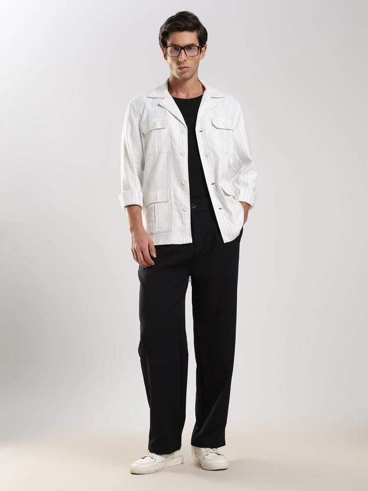 White Stripe Regular Fit Shacket