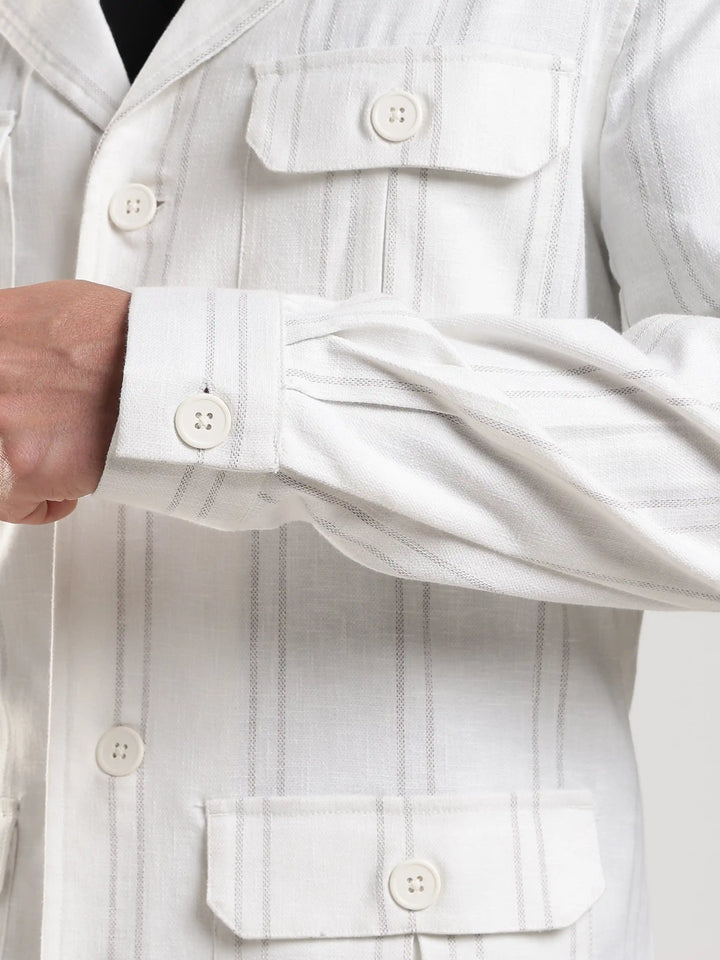 White Stripe Regular Fit Shacket