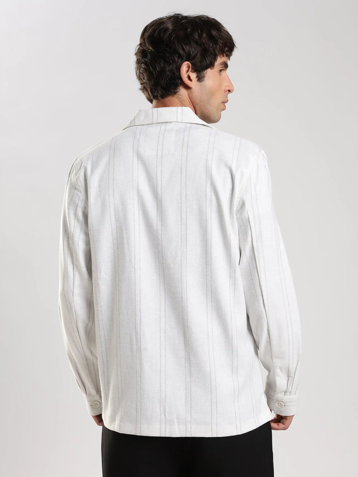 White Stripe Regular Fit Shacket