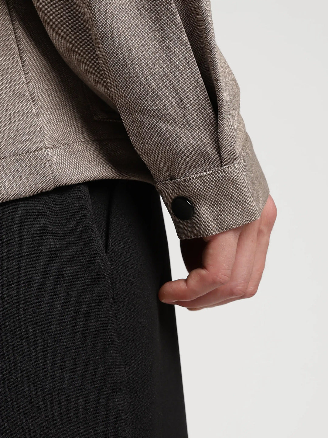 Light Brown Solid Regular Fit Shacket