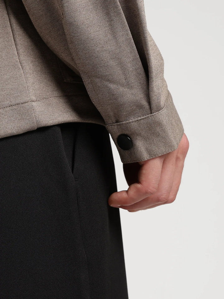 Light Brown Solid Regular Fit Shacket