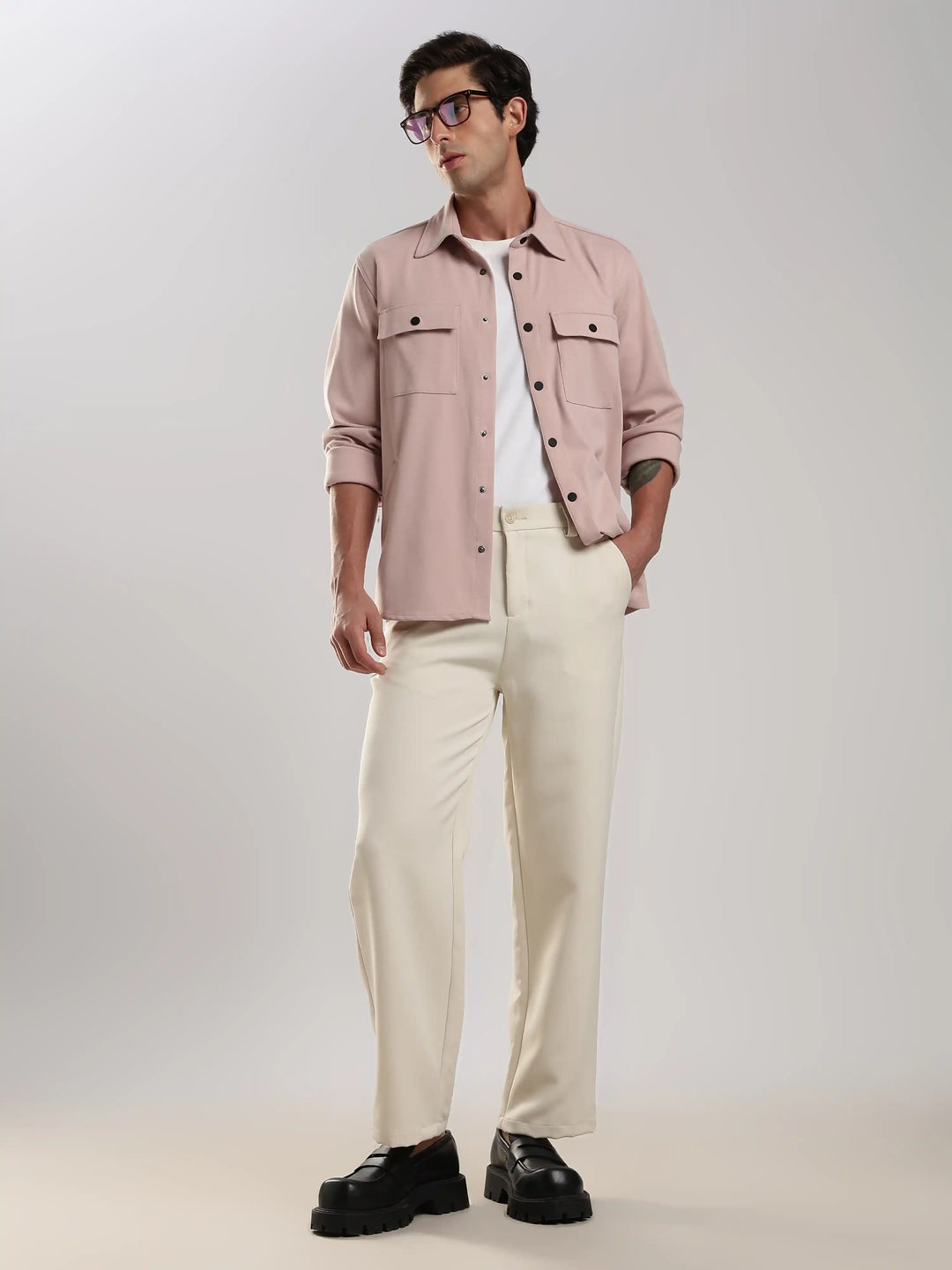Pink Solid Regular Fit Shacket