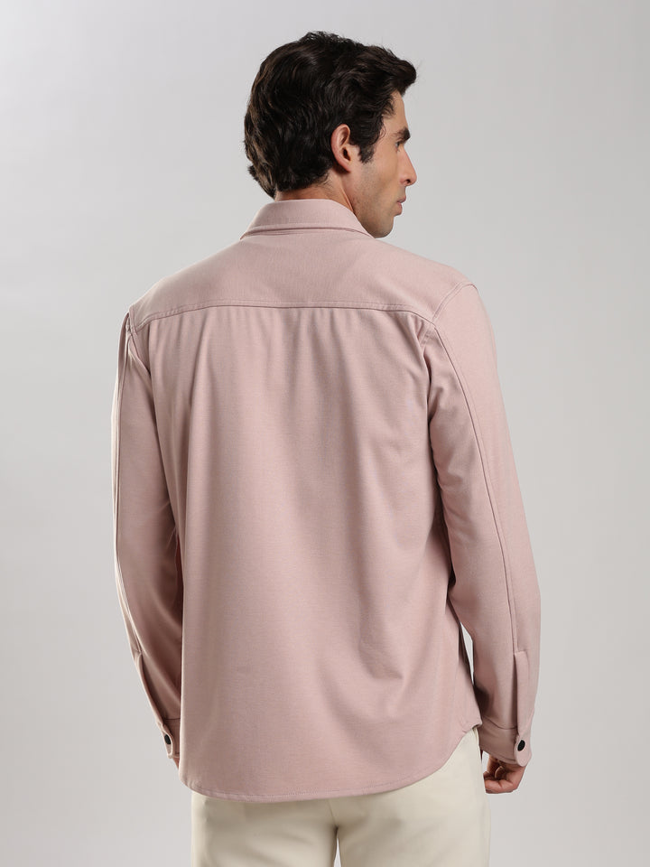Pink Solid Regular Fit Shacket