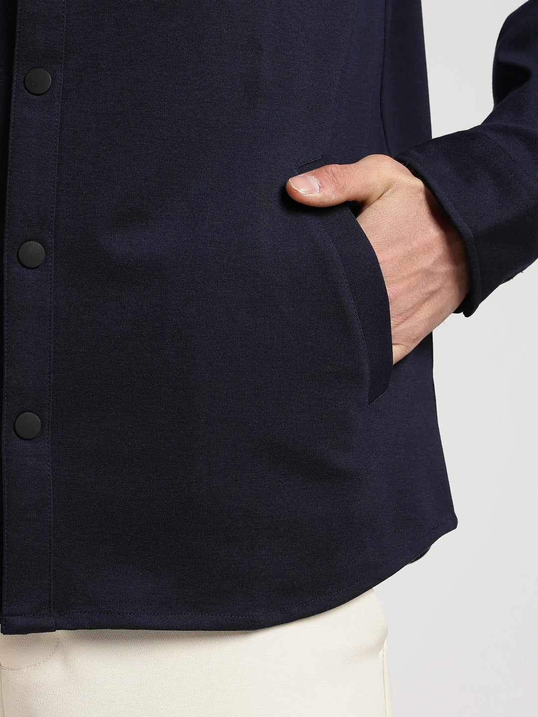 Navy Solid Regular Fit Shacket