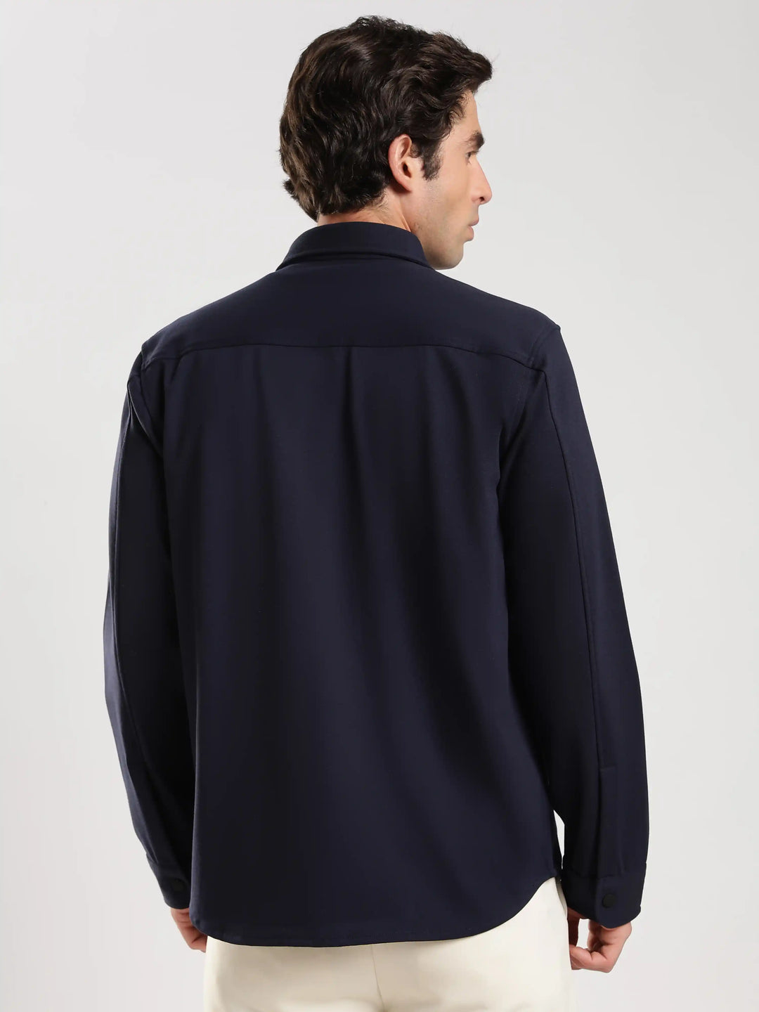 Navy Solid Regular Fit Shacket