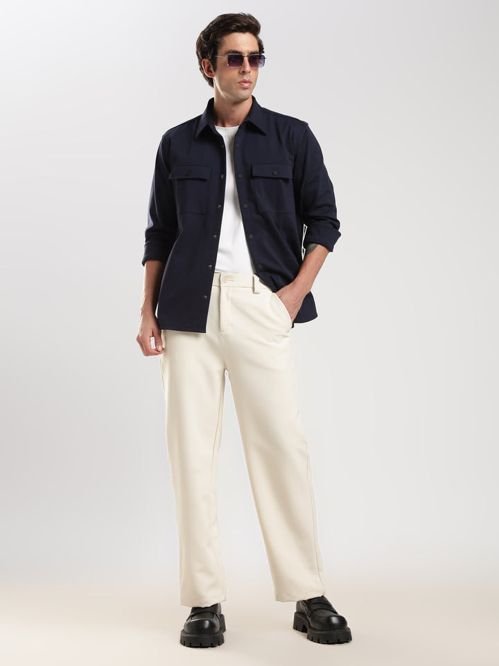 Navy Solid Regular Fit Shacket