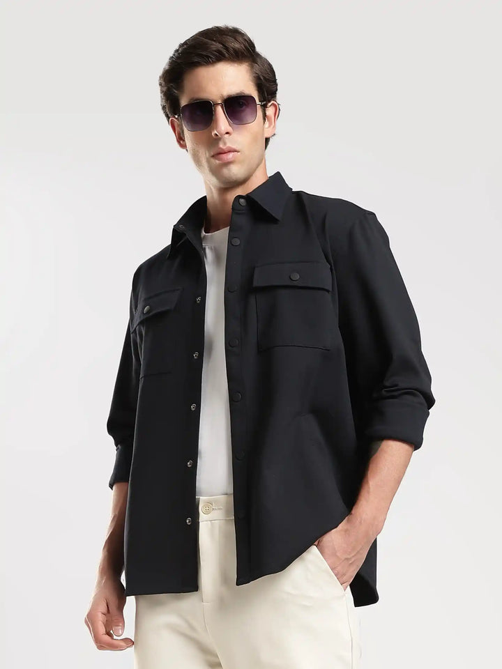Black Stripe Regular Fit Shacket