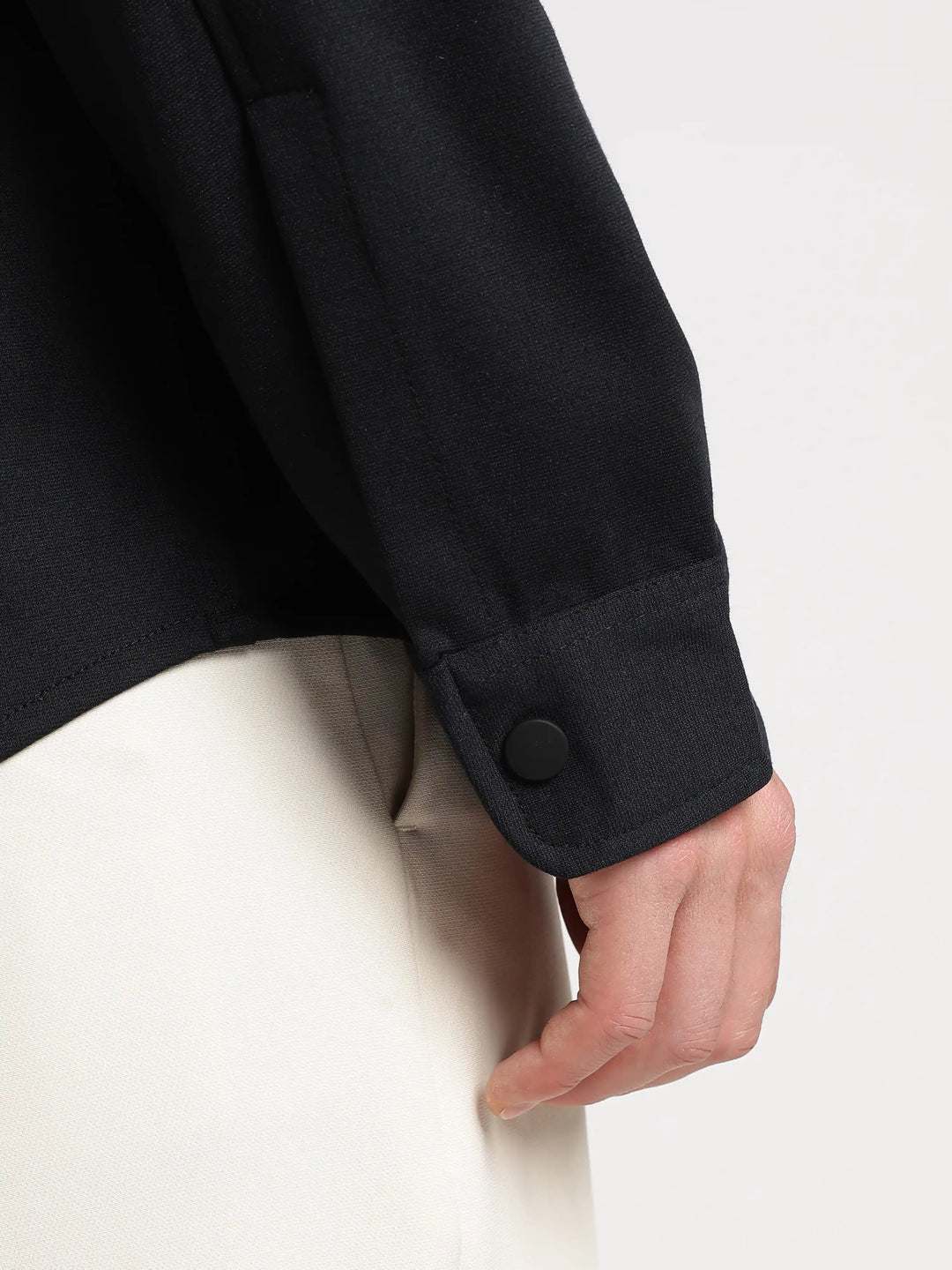 Black Solid Regular Fit Shacket