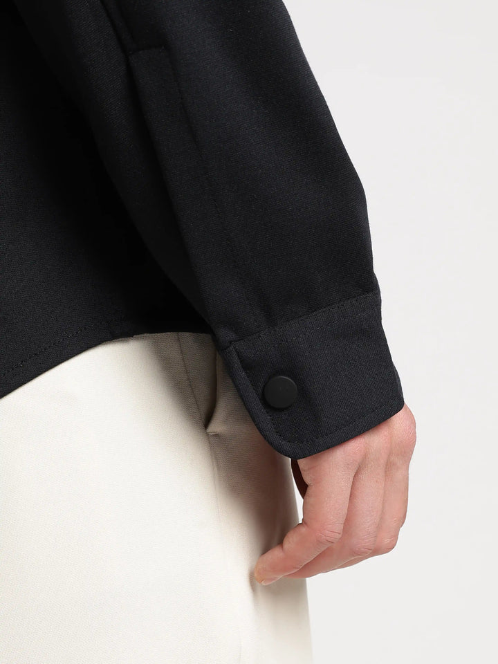 Black Solid Regular Fit Shacket