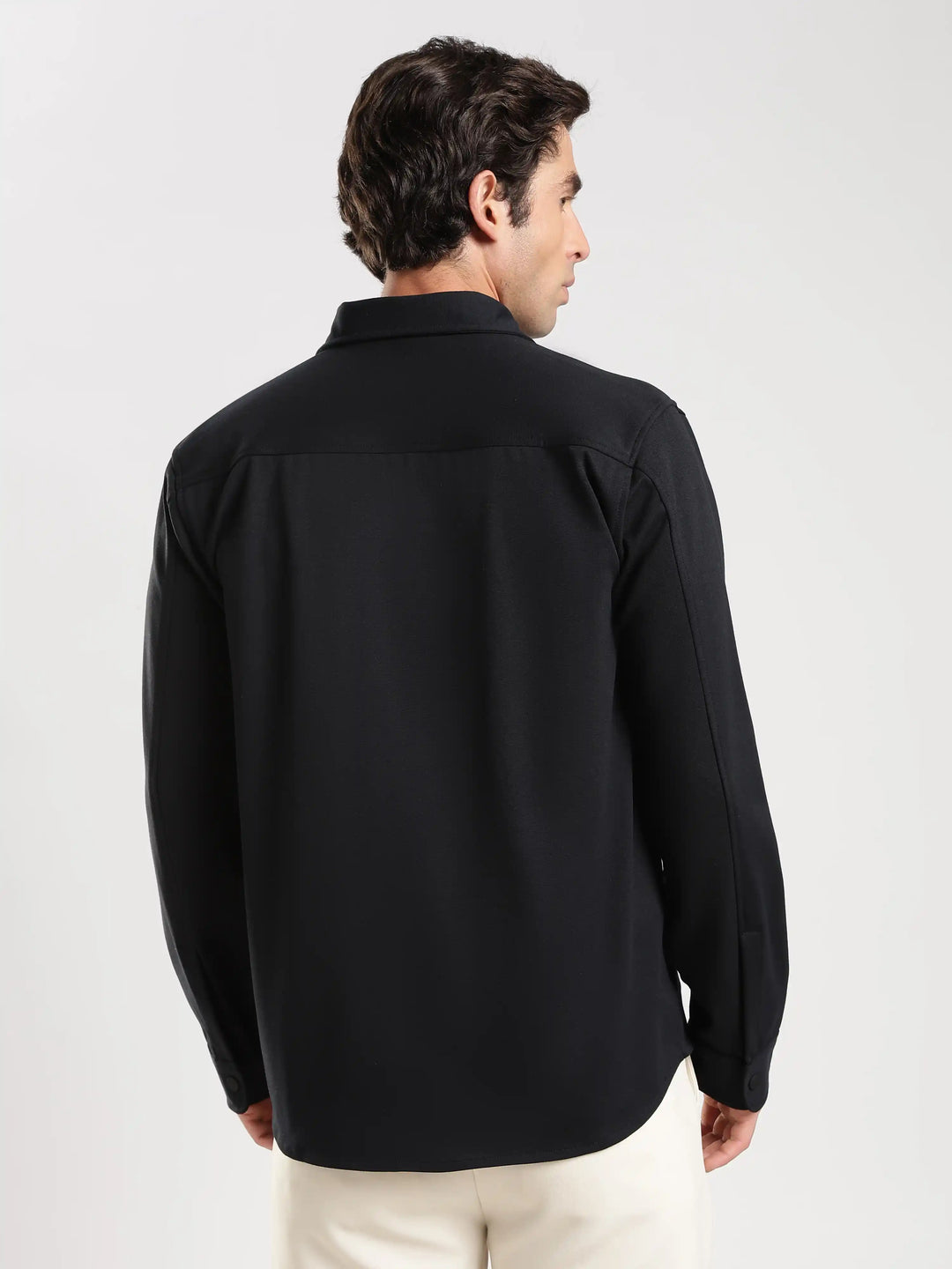 Black Solid Regular Fit Shacket