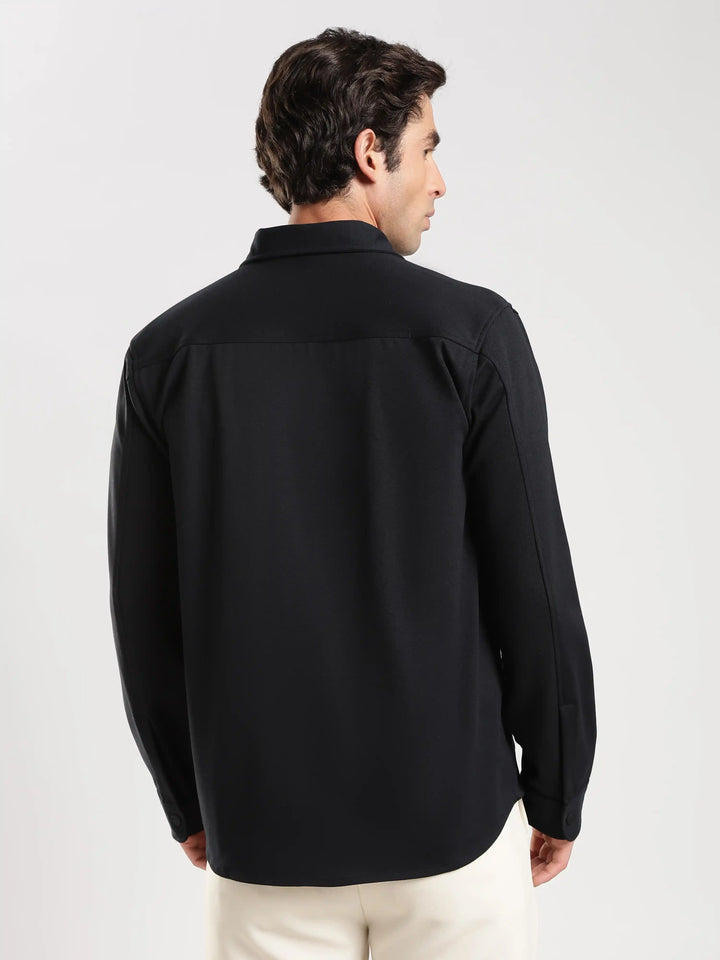 Black Solid Regular Fit Shacket
