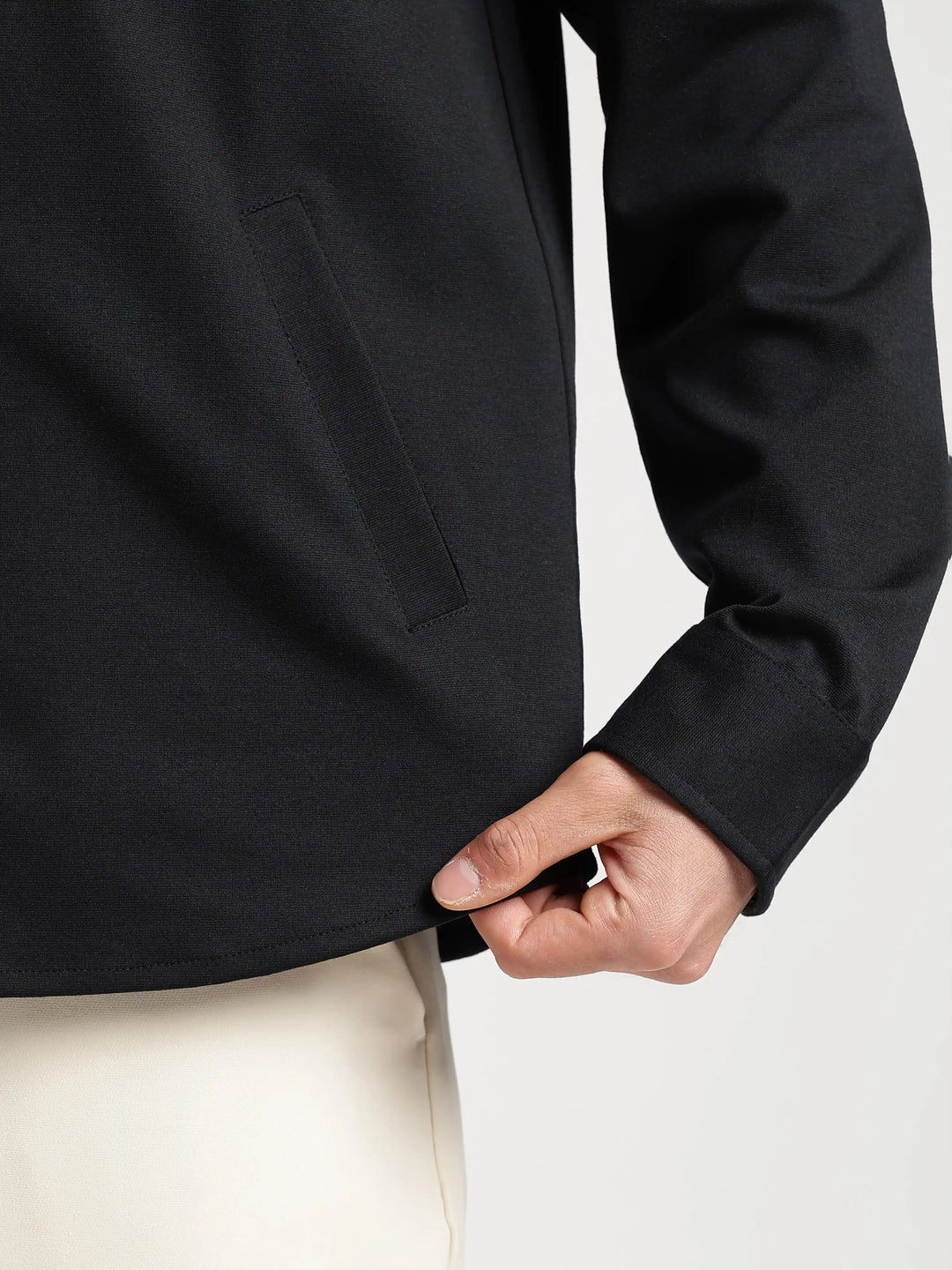 Black Solid Regular Fit Shacket