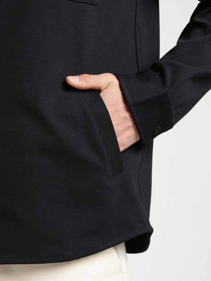 Black Solid Regular Fit Shacket