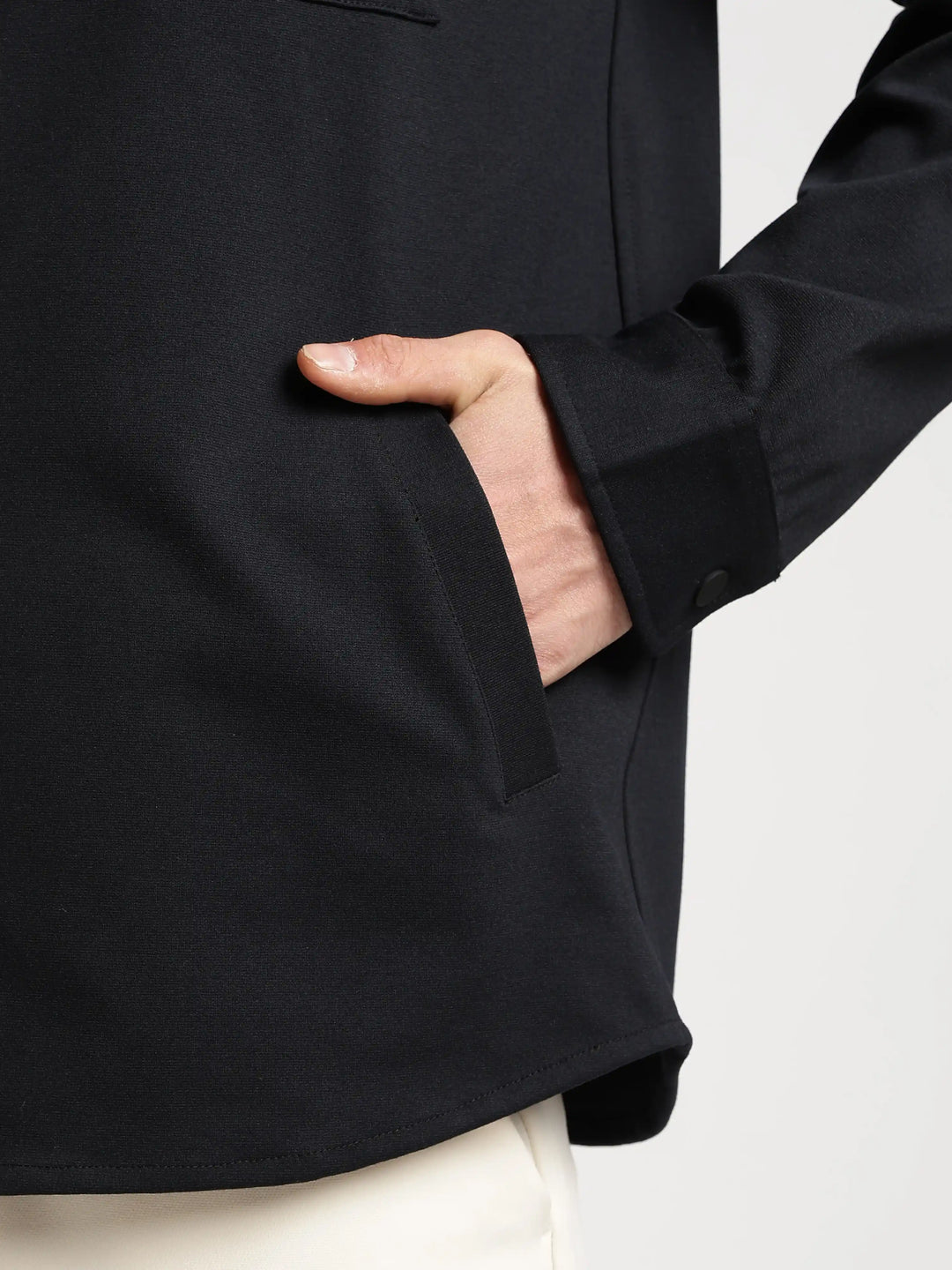 Black Solid Regular Fit Shacket