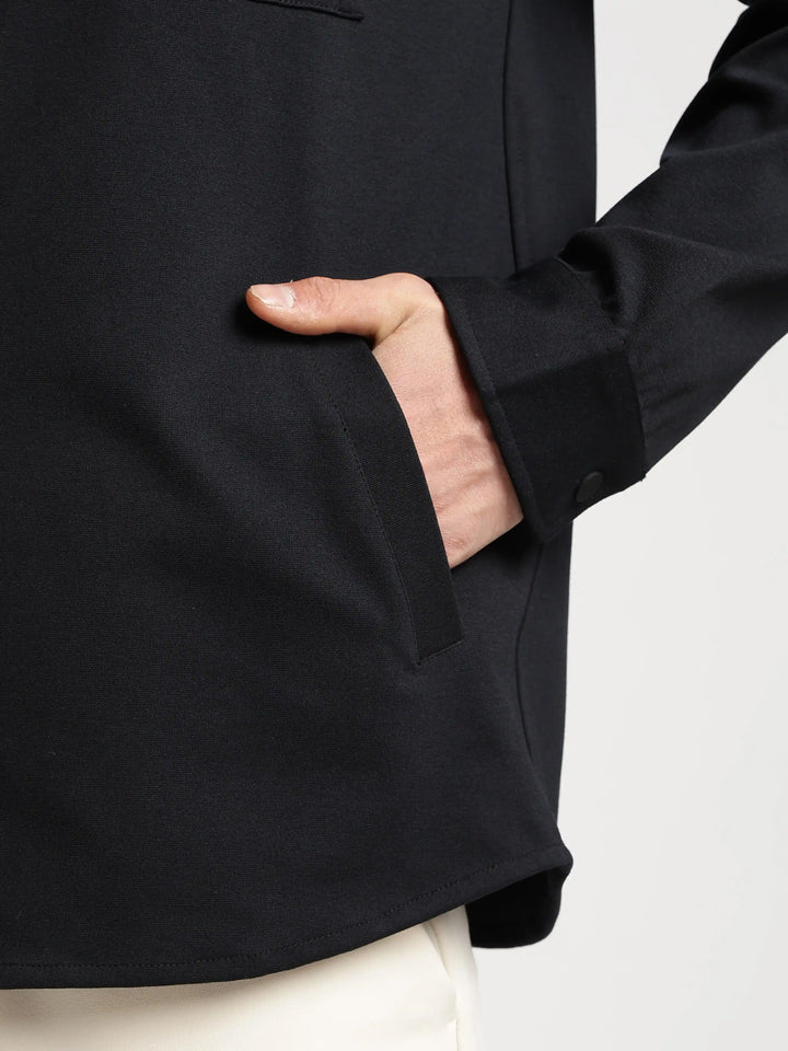 Black Solid Regular Fit Shacket