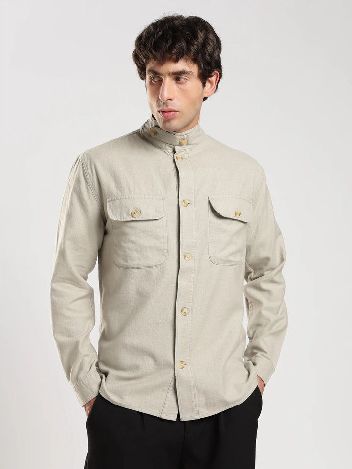 Grey Solid Regular Fit Shacket