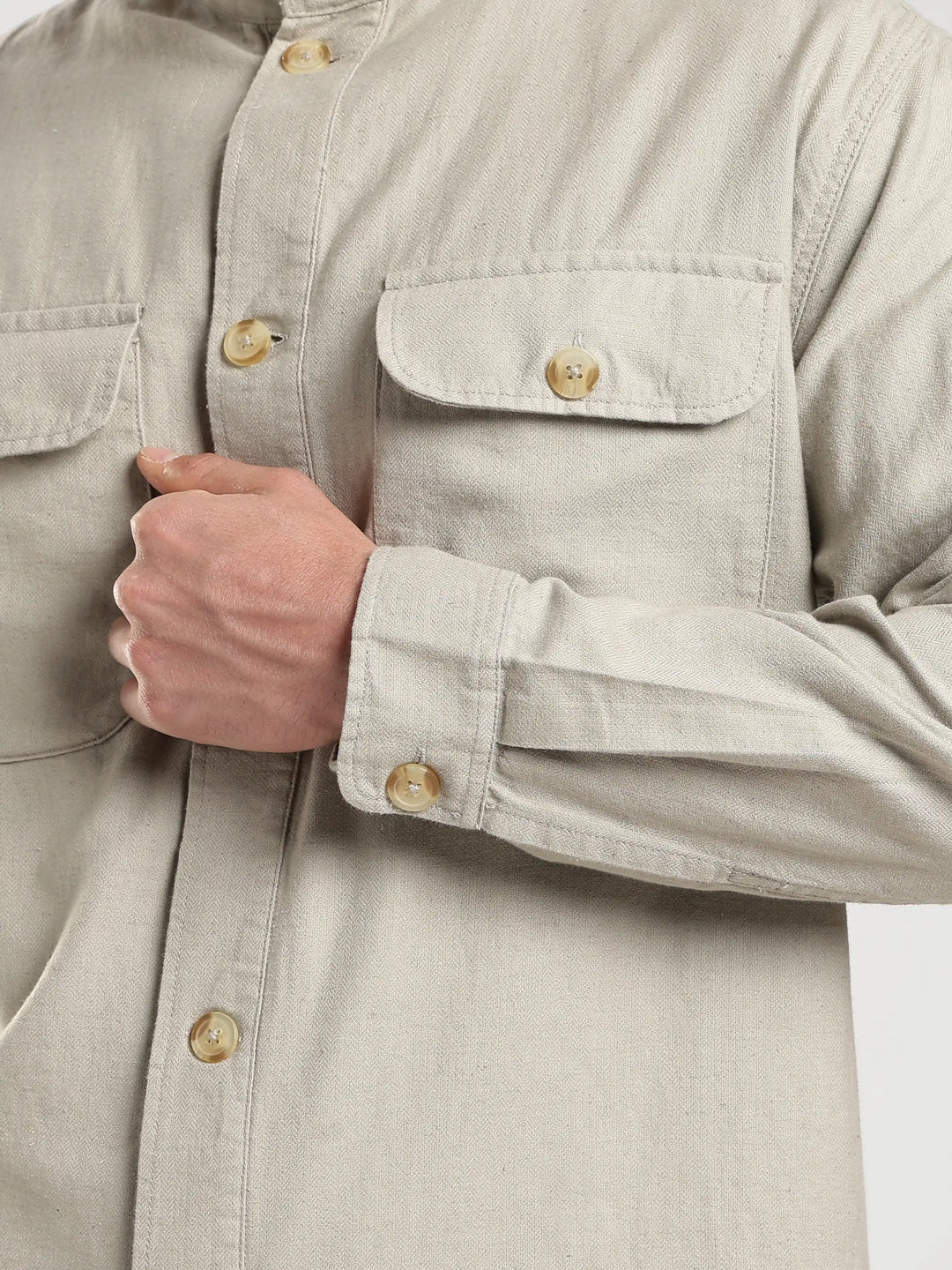 Grey Solid Regular Fit Shacket