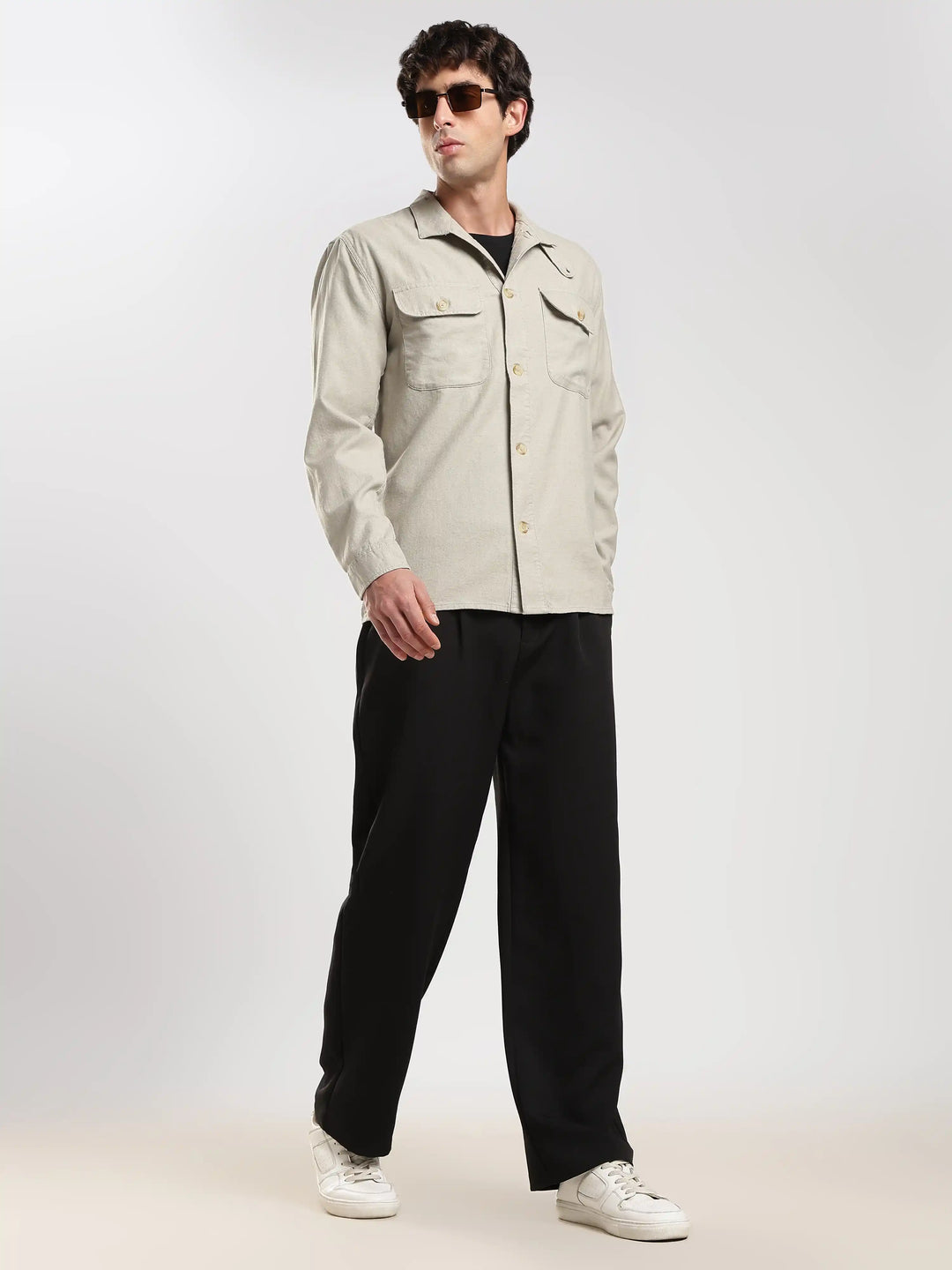 Grey Solid Regular Fit Shacket
