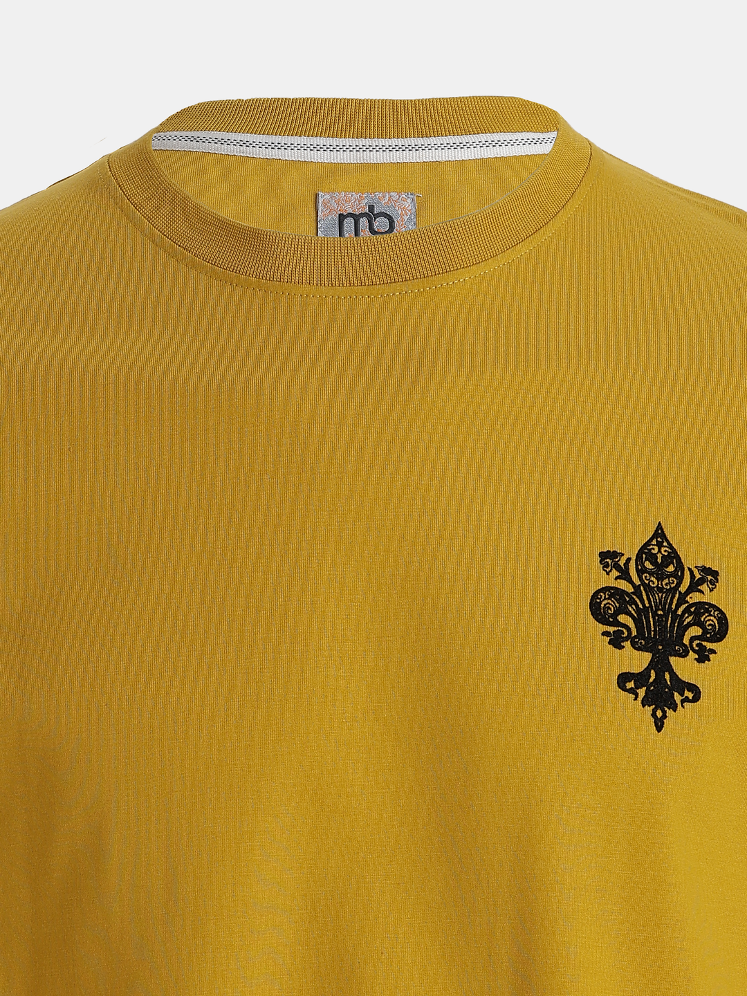 Mustard Boxy Fit Printed Round Neck T-Shirt
