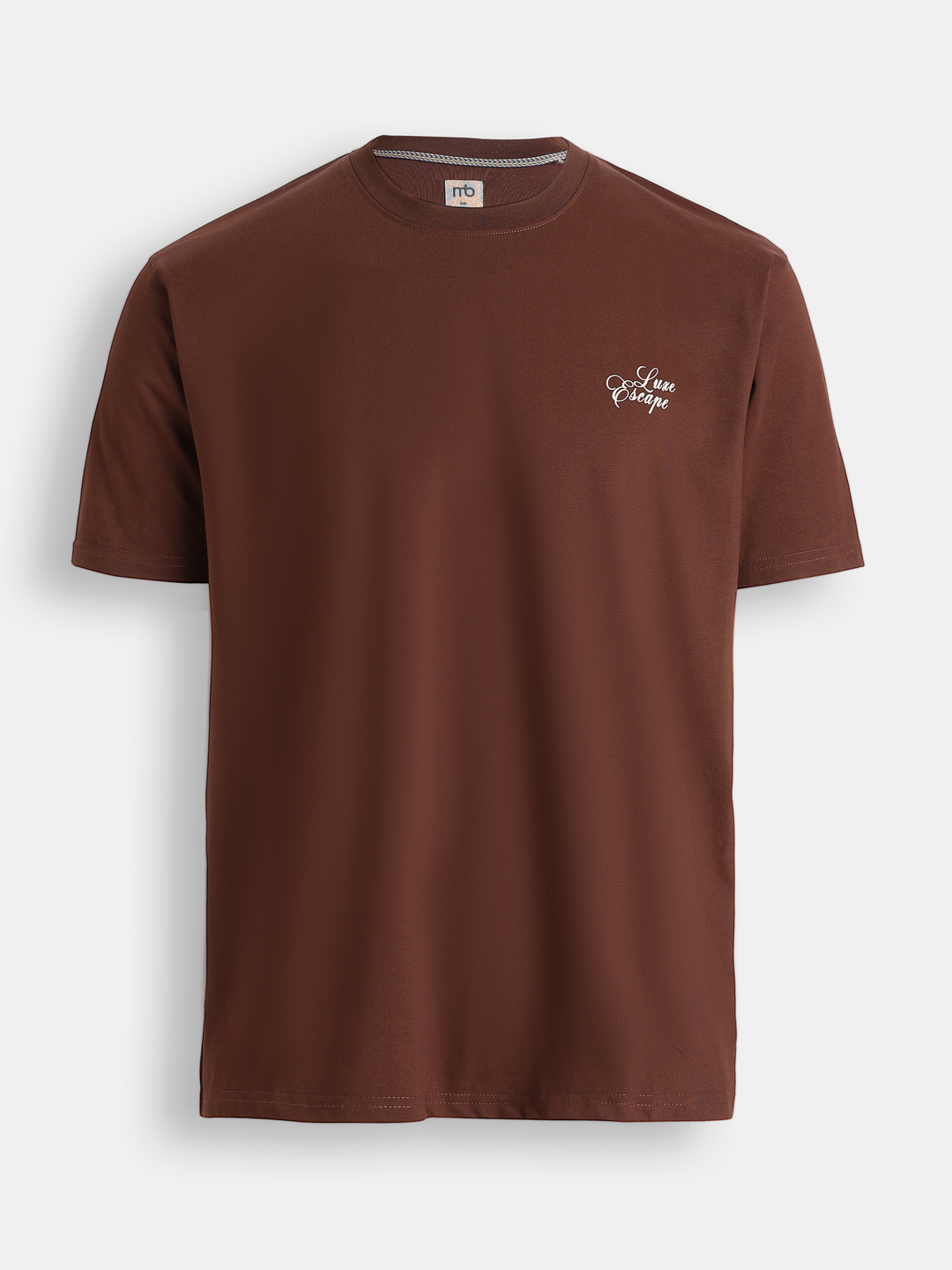 Brown Cotton Boxy Fit Printed Round Neck T-Shirt