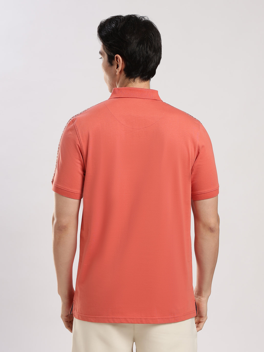 Peach Solid  Half Sleeve Polo T-Shirt