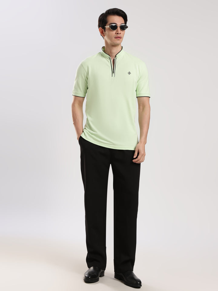 Pastel Green  Solid  Polo T-Shirt