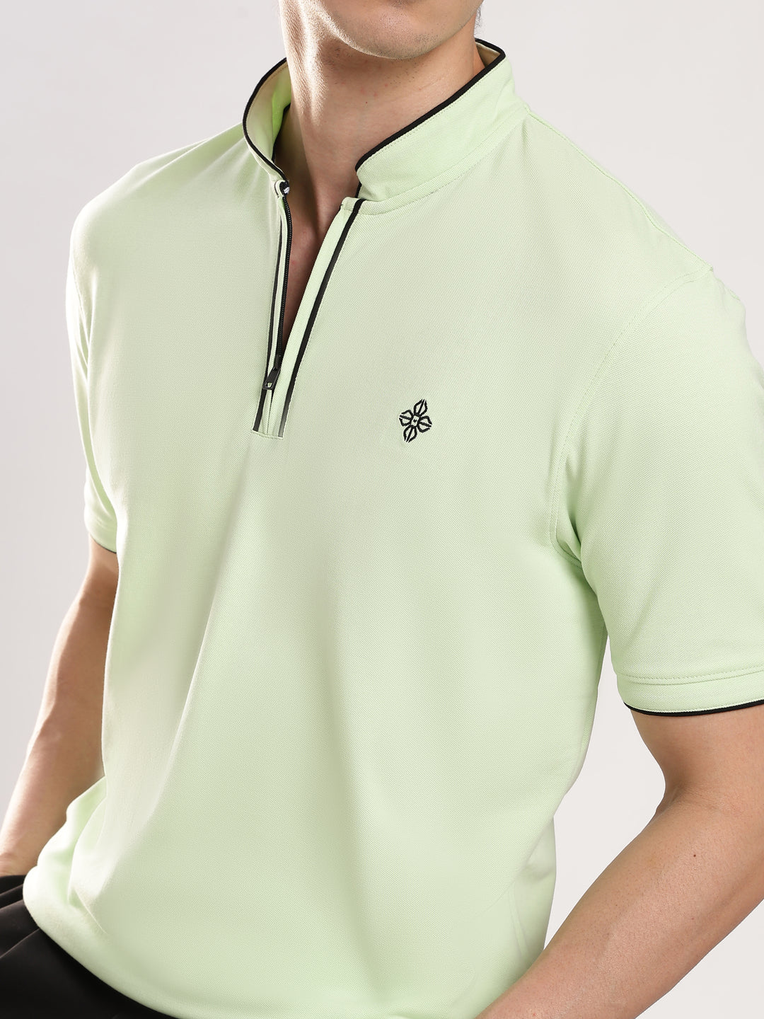 Pastel Green  Solid  Polo T-Shirt