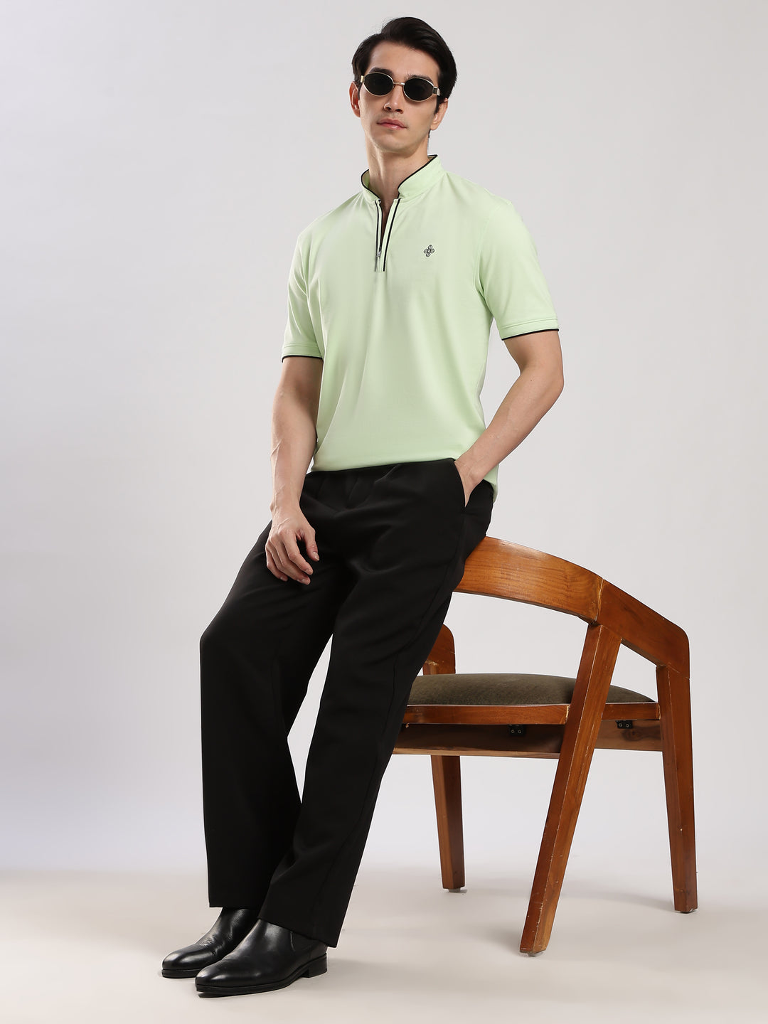 Pastel Green  Solid  Polo T-Shirt