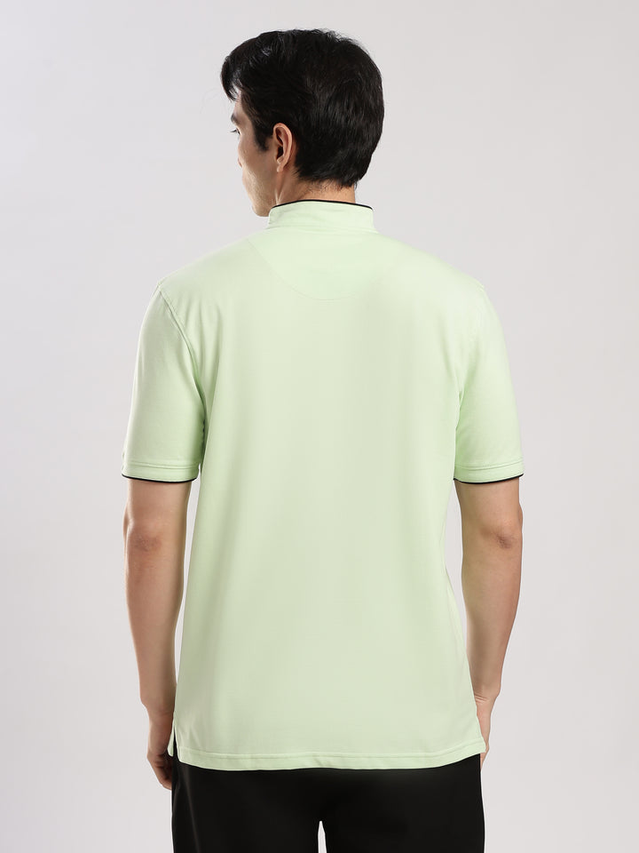 Pastel Green  Solid  Polo T-Shirt