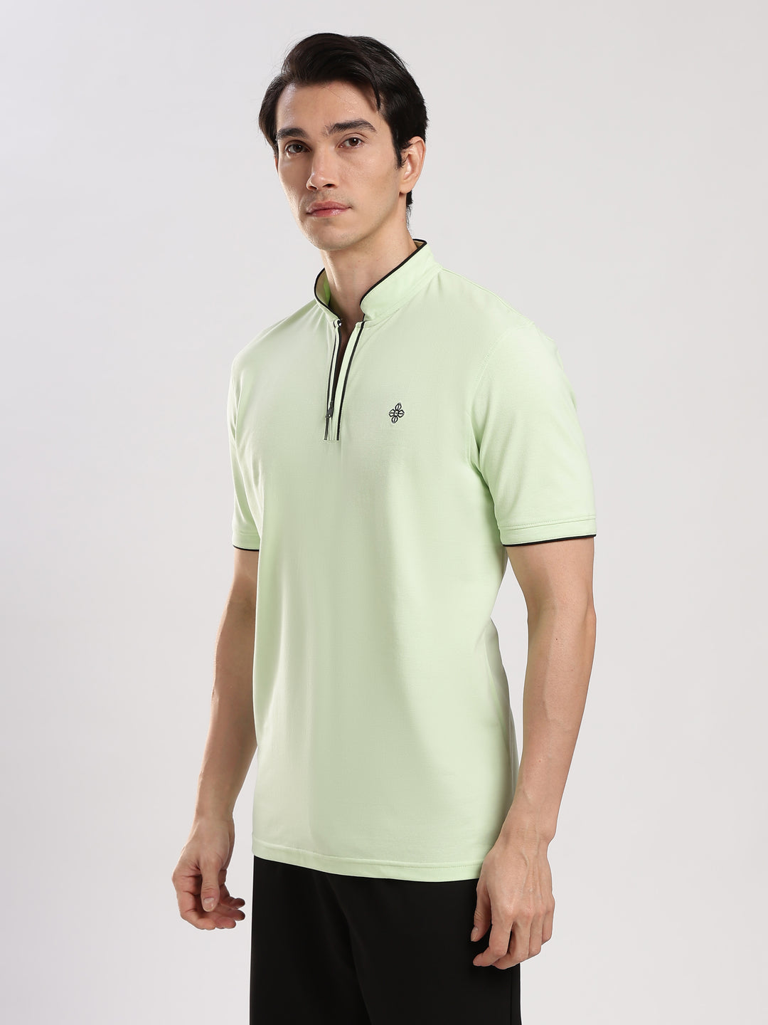 Pastel Green  Solid  Polo T-Shirt